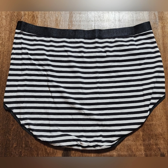Cacique Cotton High Waist Brief, Black/White, 26/28 - Picture 4 of 7